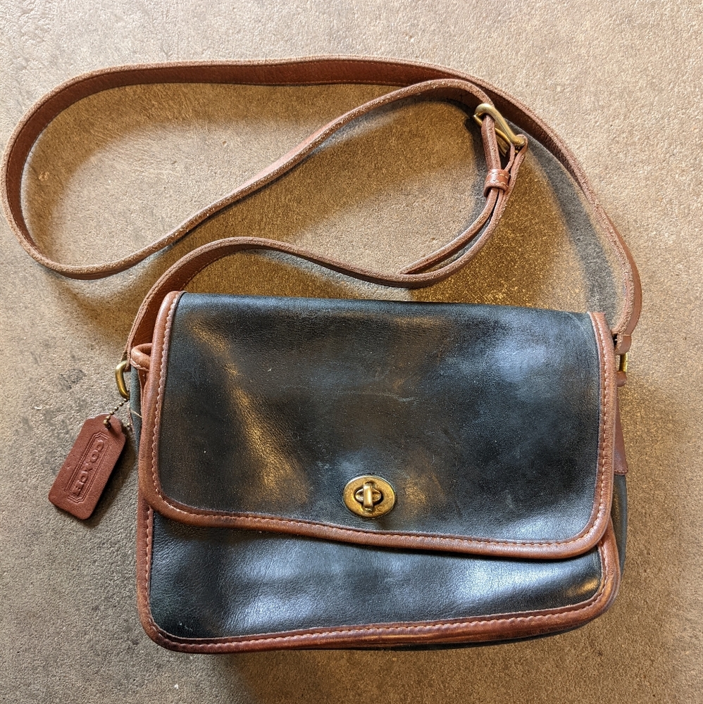 Vintage Coach Spectator Compartment Bag №9850 in Black + Tabac